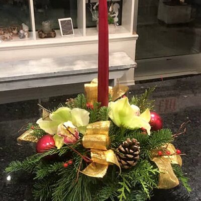 CH051-Golden Christmas Centrepiece