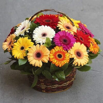FB009 Gerberas Floral Basket