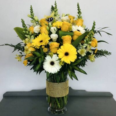FA018-Gold Anniversary Flower Arrangement