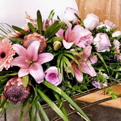 CF028 Pink Melody Casket Flower Arrangement